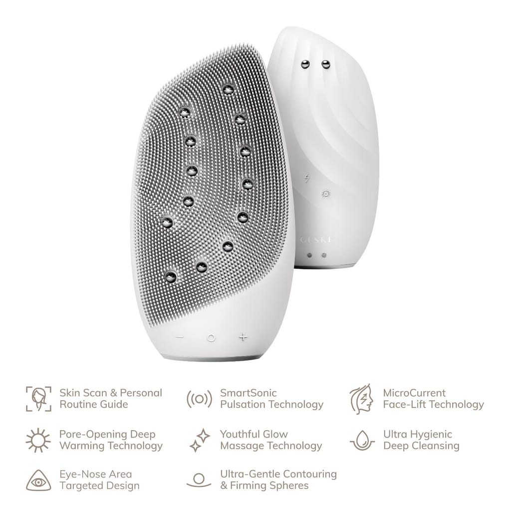 Фото товару: Очищувальна щітка для обличчя GESKE Sonic Thermo Facial Brush&Face-Lifter 8в1 white № 1