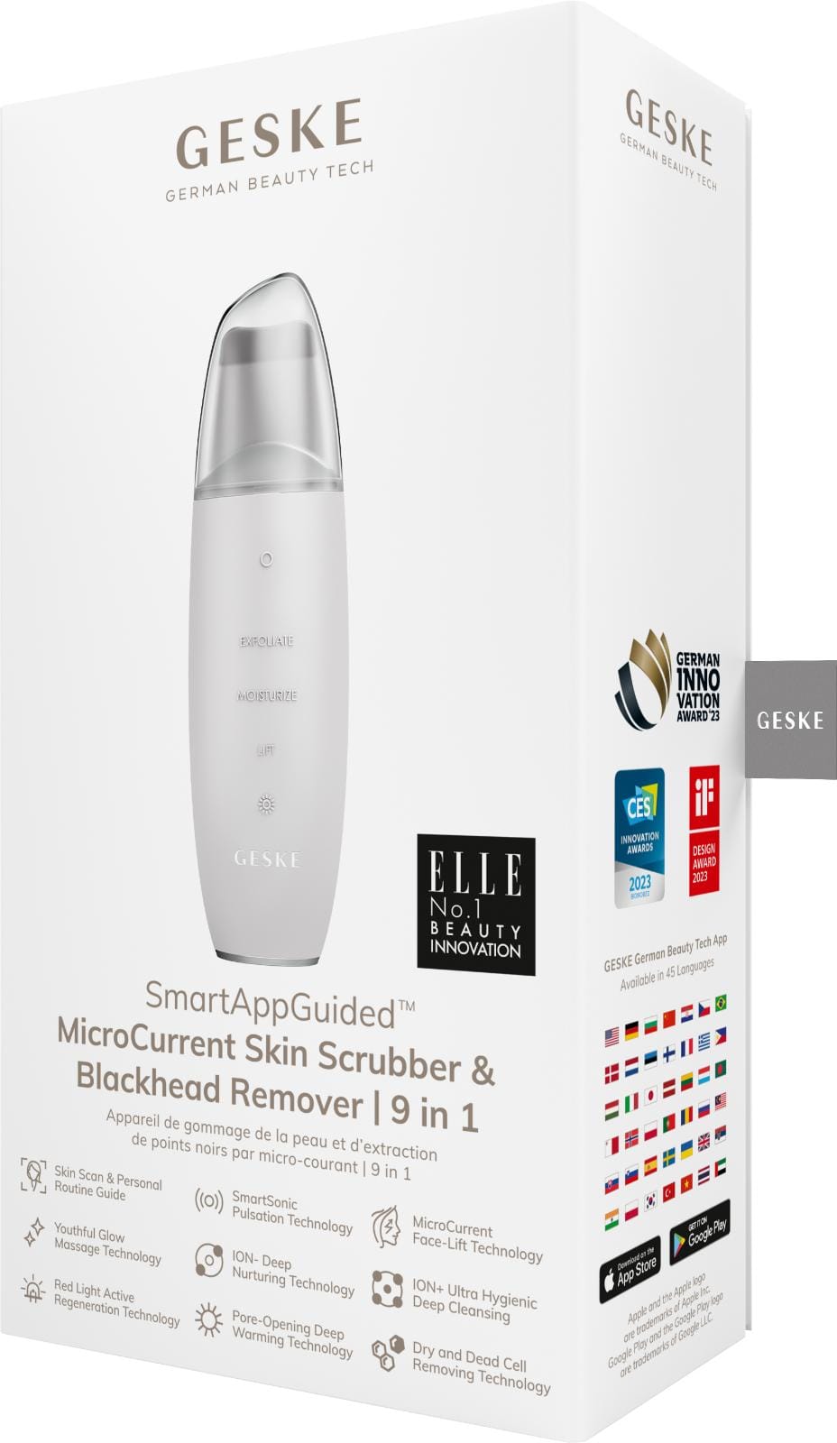 Фото товару: Мікрострумовий скрабер для шкіри та усунення чорних точок GESKE MicroCurrent Skin Scrubber&Blackhead Remover 9в1 white № 7