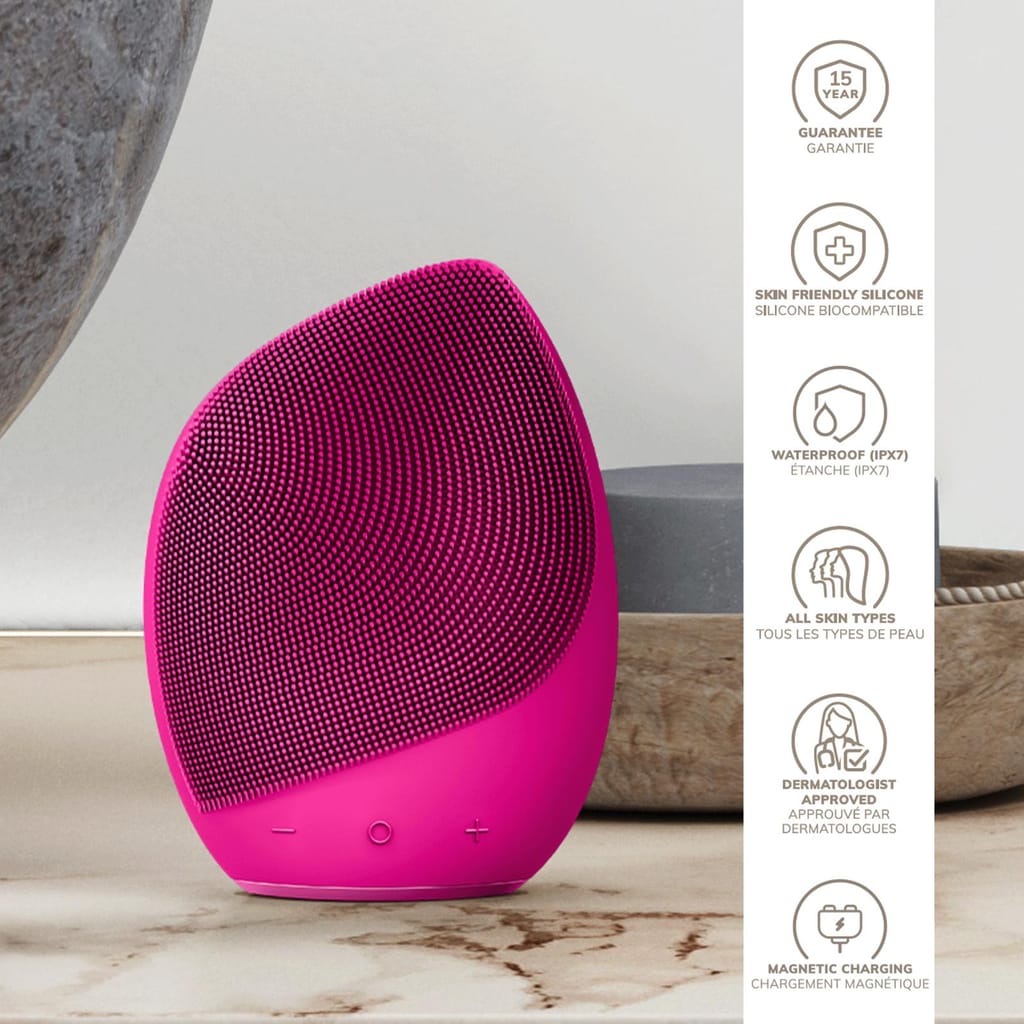 Фото товару: Електронна ультразвукова щітка для обличчя GESKE Sonic Facial Brush 5в1 magenta № 2