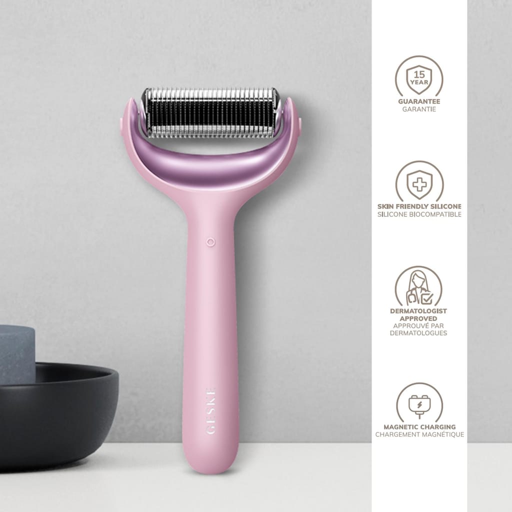 Фото товару: Електронний ролер для обличчя та тіла з мікроголками GESKE MicroNeedle Face&Body Roller 8в1 pink № 2