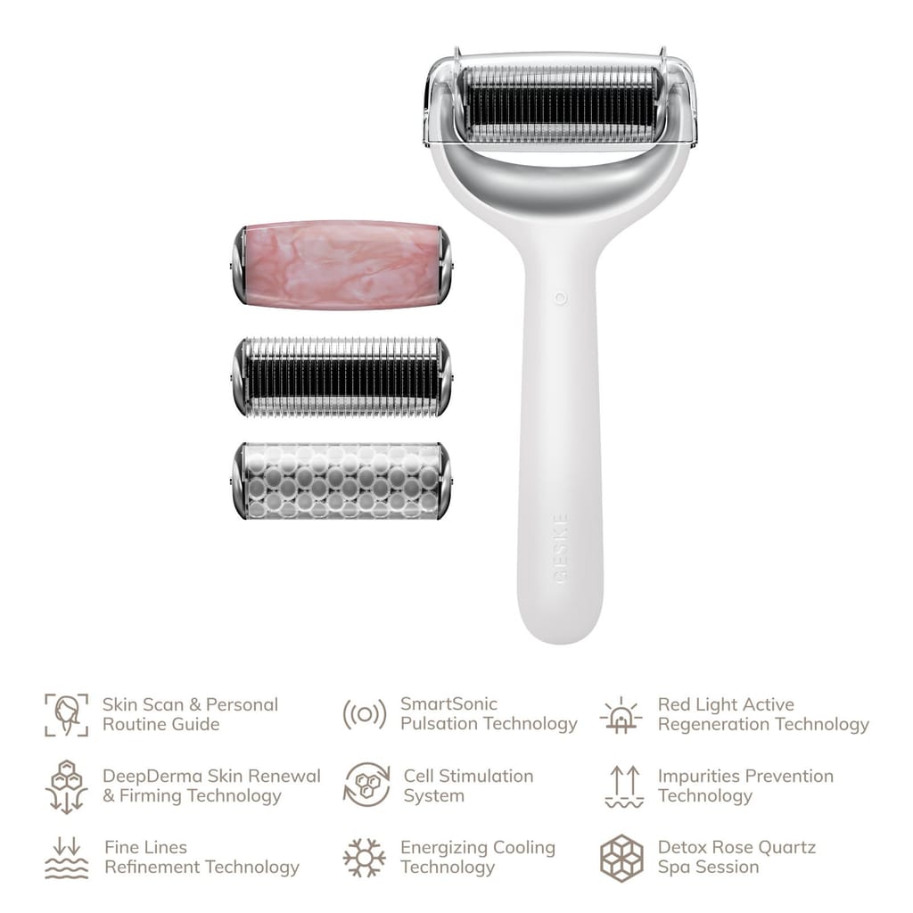 Фото товару: Ролер для голкової мезотерапії обличчя та тіла GESKE MicroNeedle Face&Body Roller 9в1 white № 1