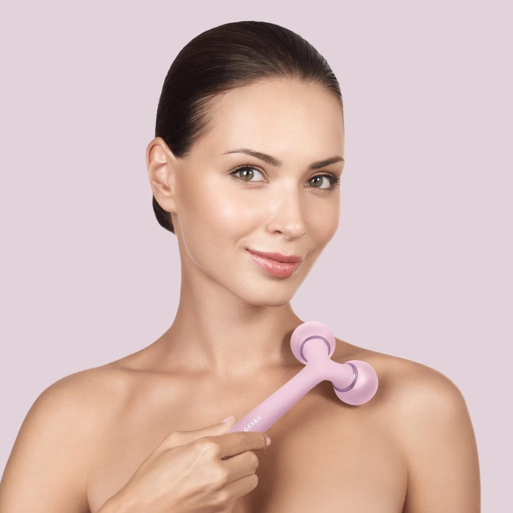 Фото товару: Електронний ультразвуковий ролик для обличчя та тіла GESKE Sonic Facial&Body Roller 4в1 pink № 3