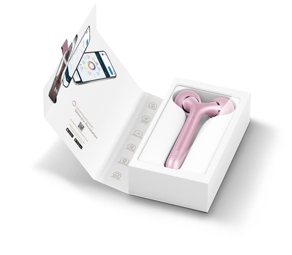 Фото товару: Електронний ультразвуковий ролик для обличчя та тіла GESKE Sonic Facial&Body Roller 4в1 pink № 8