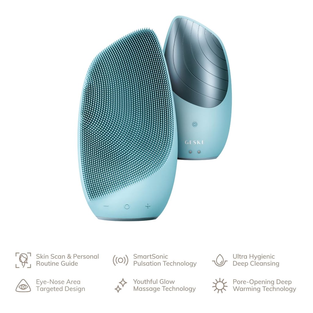 Фото товару: Електронна звукова термо щітка для обличчя GESKE Sonic Thermo Facial Brush 6в1 turquoise № 1