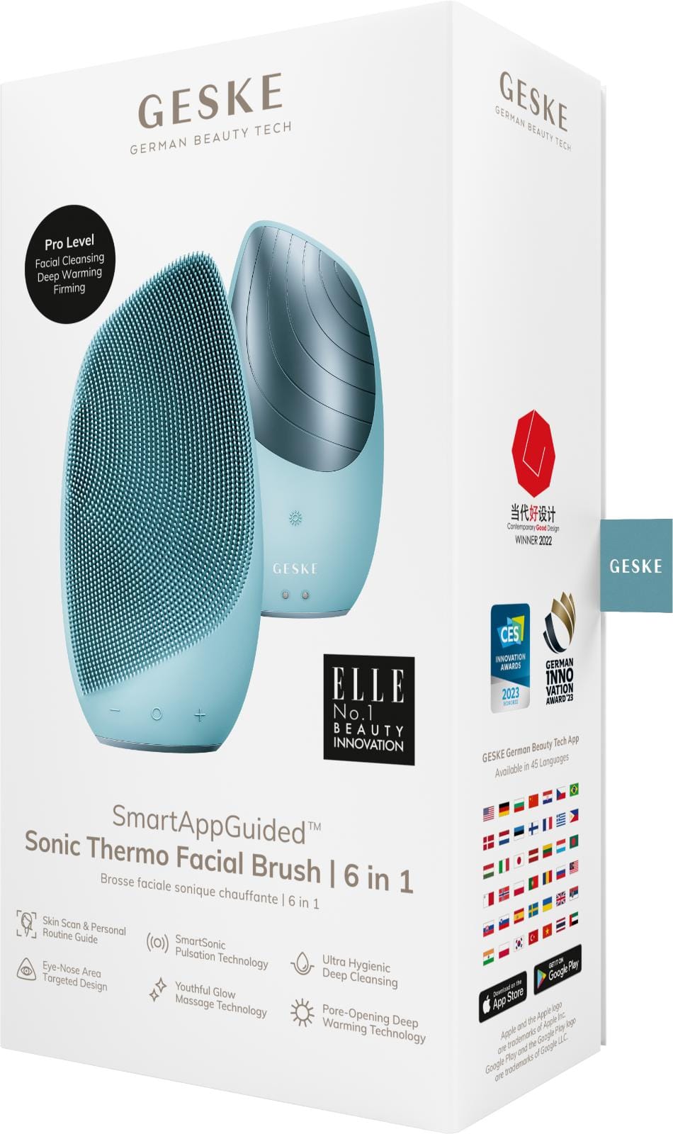 Фото товару: Електронна звукова термо щітка для обличчя GESKE Sonic Thermo Facial Brush 6в1 turquoise № 7