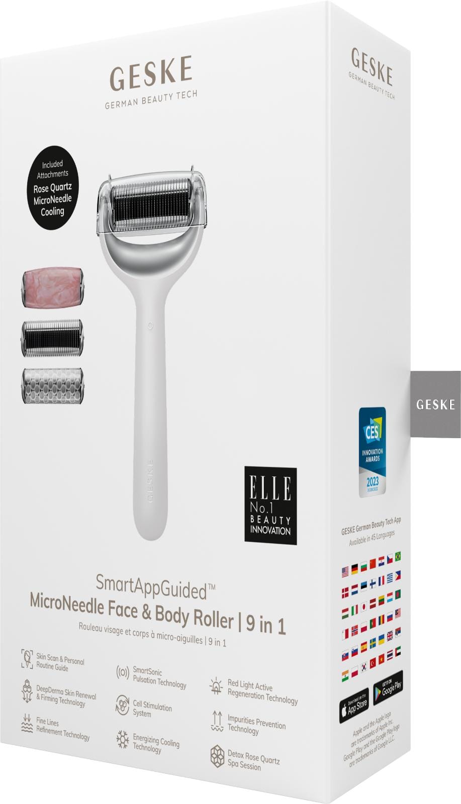 Фото товару: Ролер для голкової мезотерапії обличчя та тіла GESKE MicroNeedle Face&Body Roller 9в1 white № 7