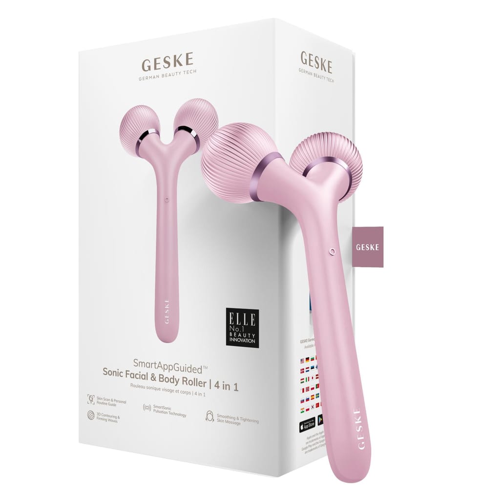 Фото товару: Електронний ультразвуковий ролик для обличчя та тіла GESKE Sonic Facial&Body Roller 4в1 pink № 0