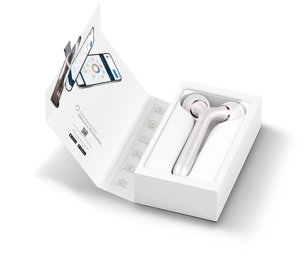 Фото товару: Електронний ультразвуковий ролик для обличчя та тіла GESKE Sonic Facial&Body Roller 4в1 starlight № 8