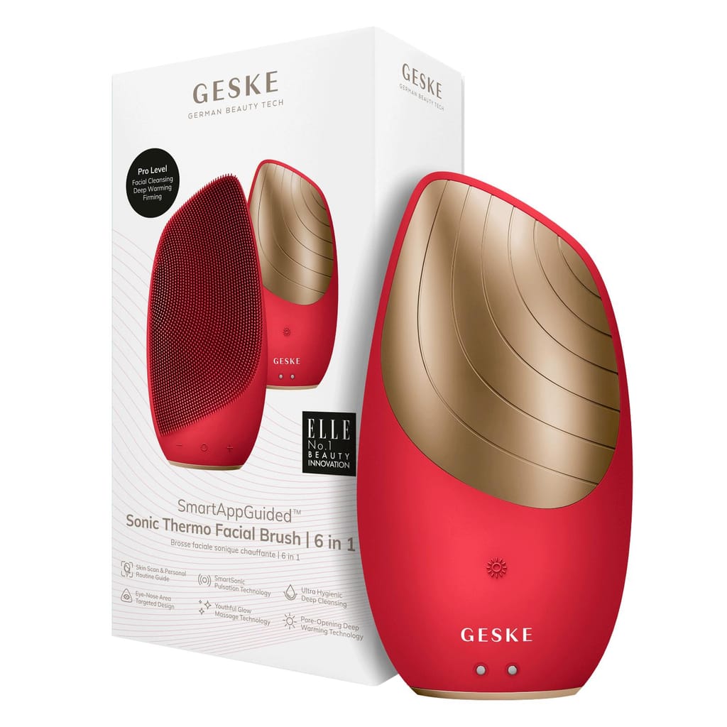 Фото товару: Електронна звукова термо щітка для обличчя GESKE Sonic Thermo Facial Brush 6в1 red № 0