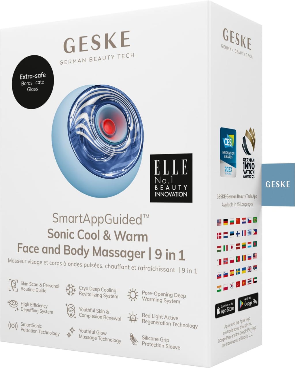 Фото товару: Масажер для обличчя та тіла GESKE Sonic Cool&Warm Face and Body Massager 9в1 aquamarine № 7