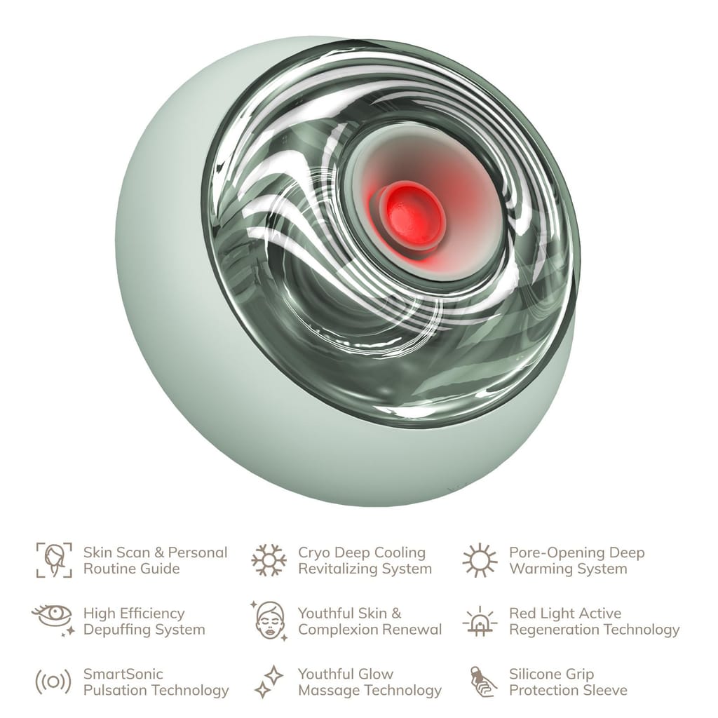 Фото товару: Масажер для обличчя та тіла GESKE Sonic Cool&Warm Face and Body Massager 9в1 green № 1