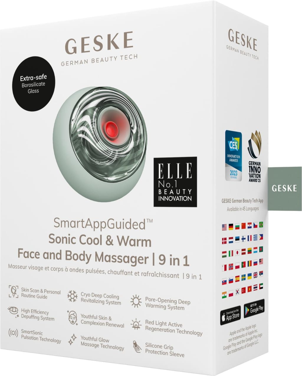 Фото товару: Масажер для обличчя та тіла GESKE Sonic Cool&Warm Face and Body Massager 9в1 green № 7