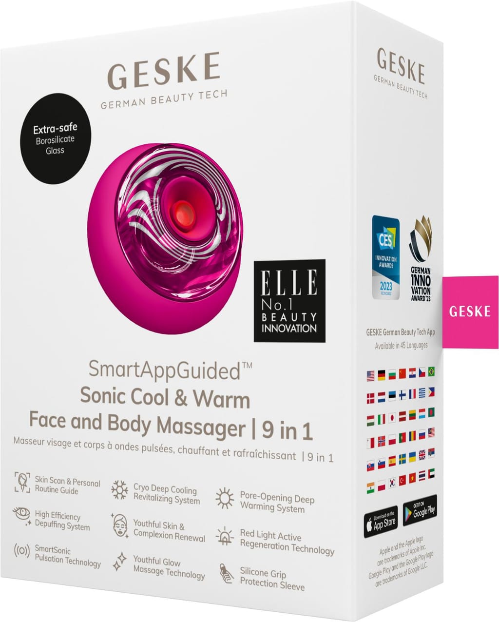 Фото товару: Масажер для обличчя та тіла GESKE Sonic Cool&Warm Face and Body Massager 9в1 magenta № 7