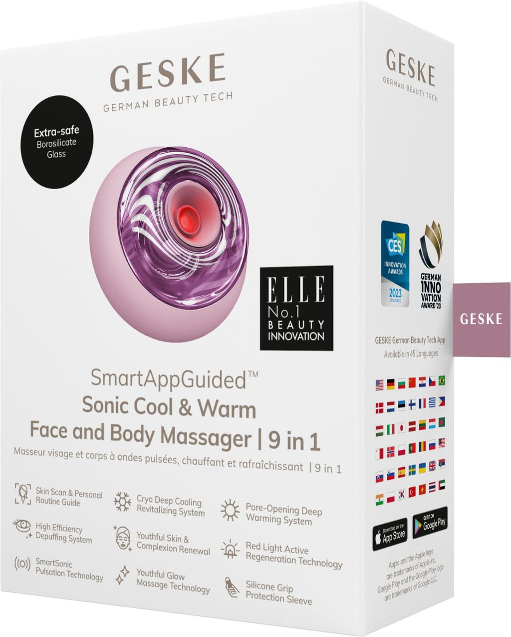 Фото товару: Масажер для обличчя та тіла GESKE Sonic Cool&Warm Face and Body Massager 9в1 pink № 7