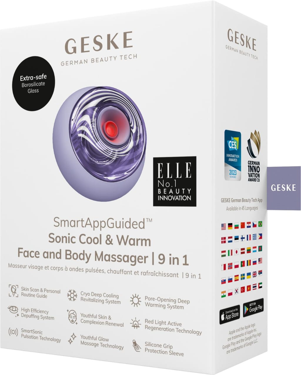 Фото товару: Масажер для обличчя та тіла GESKE Sonic Cool&Warm Face and Body Massager 9в1 purple № 7