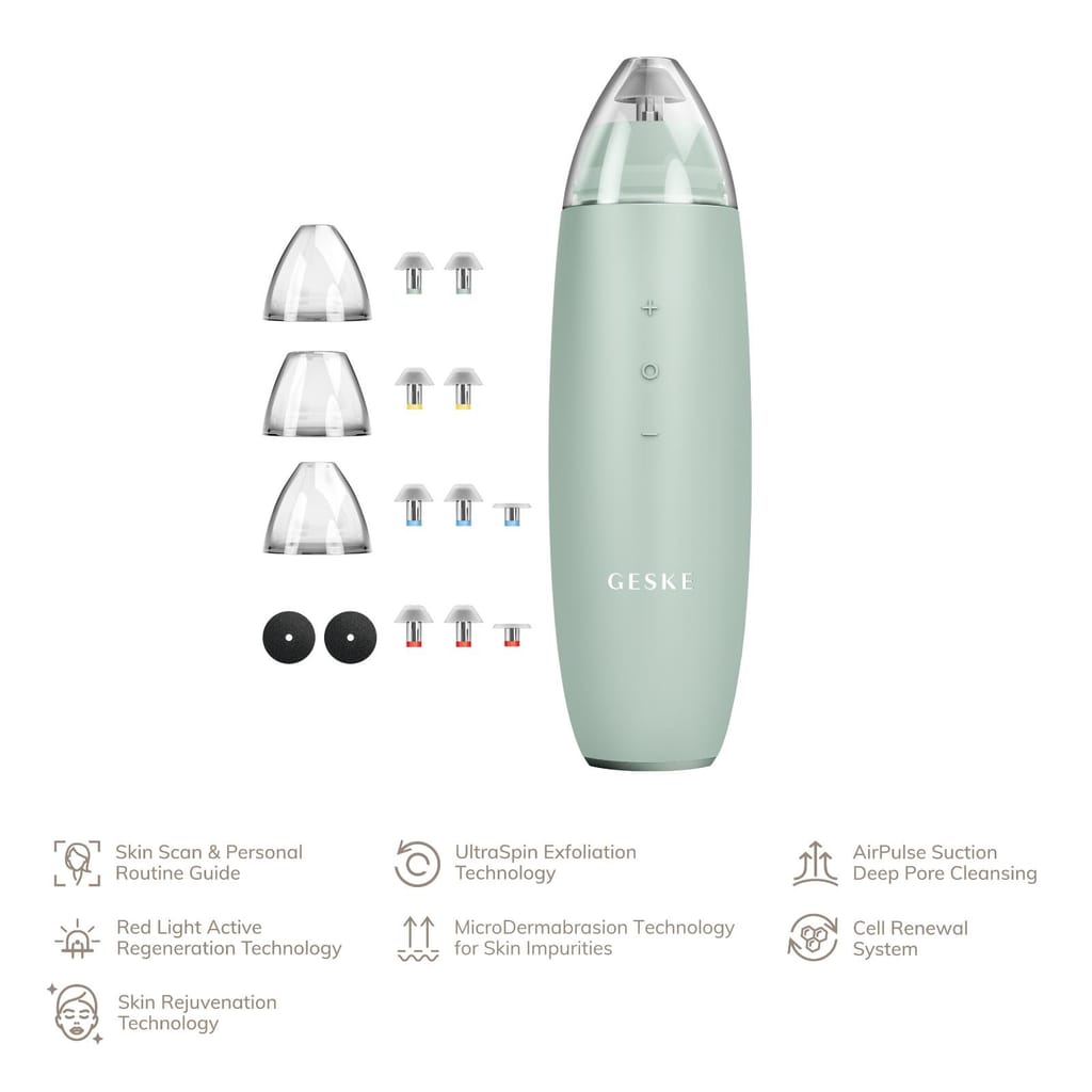 Фото товару: Мікродермабразійний пристрій для видалення чорних цяток GESKE MicroDermabrasion Blackhead Remover 7в1 green № 1