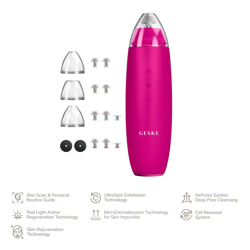 Фото товару: Мікродермабразійний пристрій для видалення чорних цяток GESKE MicroDermabrasion Blackhead Remover 7в1 magenta № 1