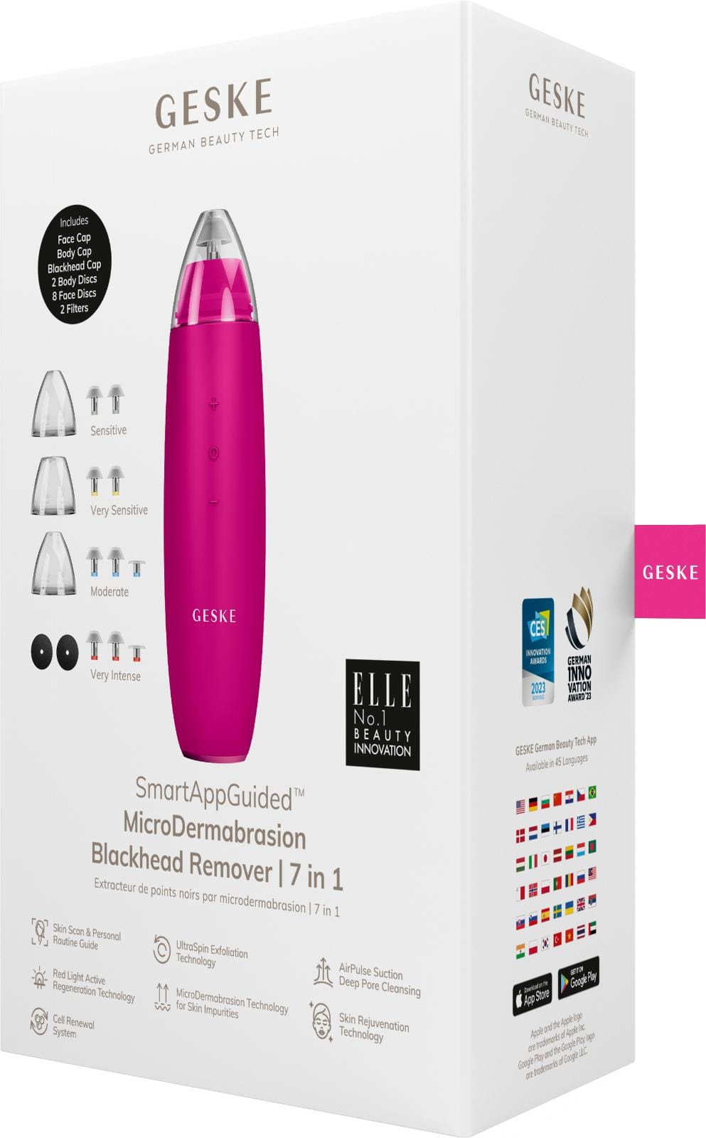Фото товару: Мікродермабразійний пристрій для видалення чорних цяток GESKE MicroDermabrasion Blackhead Remover 7в1 magenta № 7