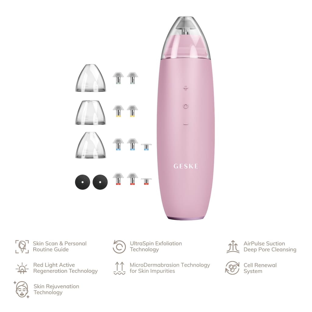 Фото товару: Мікродермабразійний пристрій для видалення чорних цяток GESKE MicroDermabrasion Blackhead Remover 7в1 pink № 1