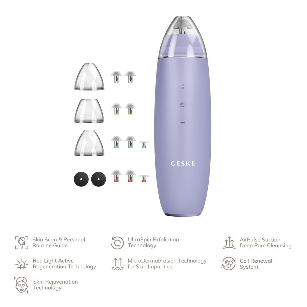 Фото товару: Мікродермабразійний пристрій для видалення чорних цяток GESKE MicroDermabrasion Blackhead Remover 7в1 purple № 1