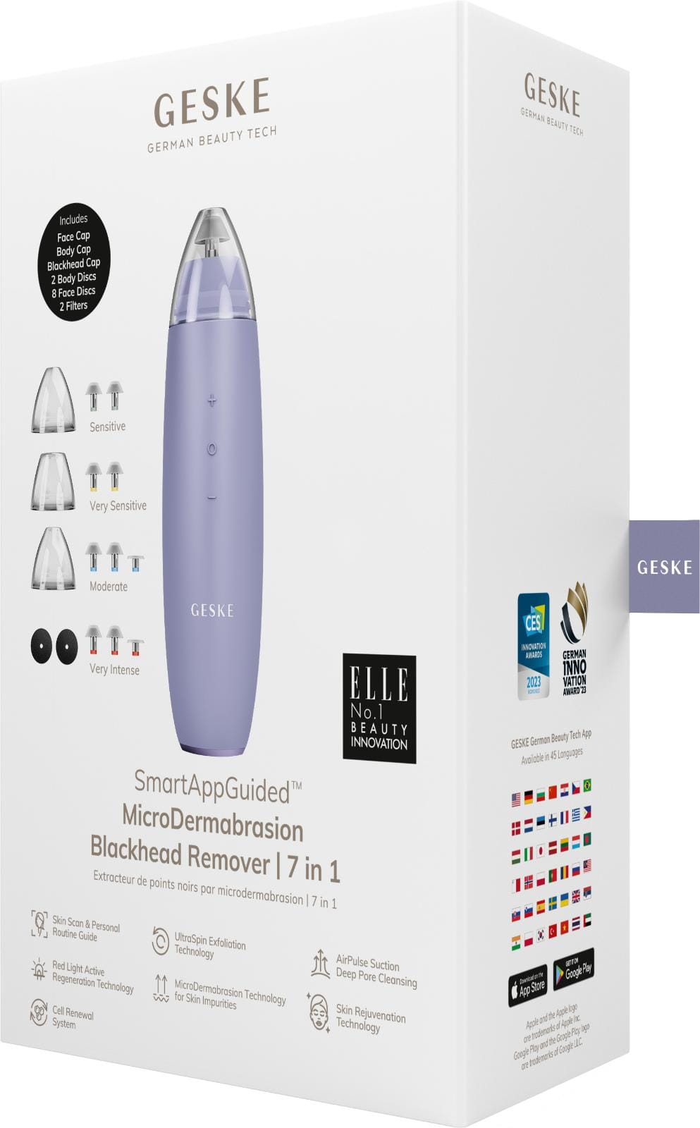 Фото товару: Мікродермабразійний пристрій для видалення чорних цяток GESKE MicroDermabrasion Blackhead Remover 7в1 purple № 7