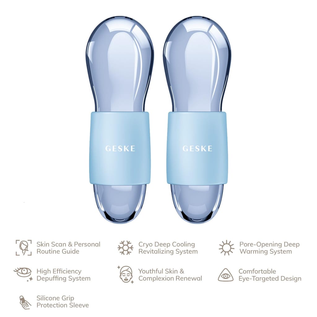 Фото товару: Подвійний масажер для очей GESKE Cool&Warm Duo Eye Massager 7в1 aquamarine № 1