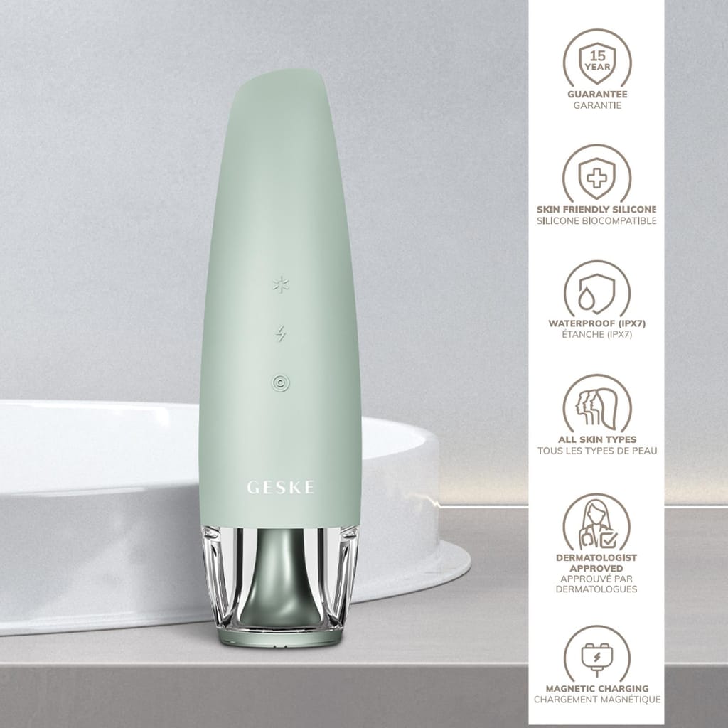 Фото товару: Антивіковий LED-випромінювач для відновлення шкіри обличчя GESKE Anti-Aging Skin Renewer 9в1 green № 2