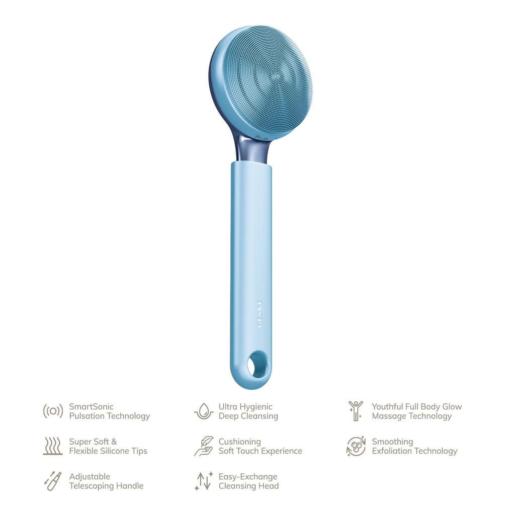 Фото товару: Ультразвукова щітка для всього тіла GESKE Sonic Full-Body Brush&Intensive Exfoliator 8в1 aquamarine № 1