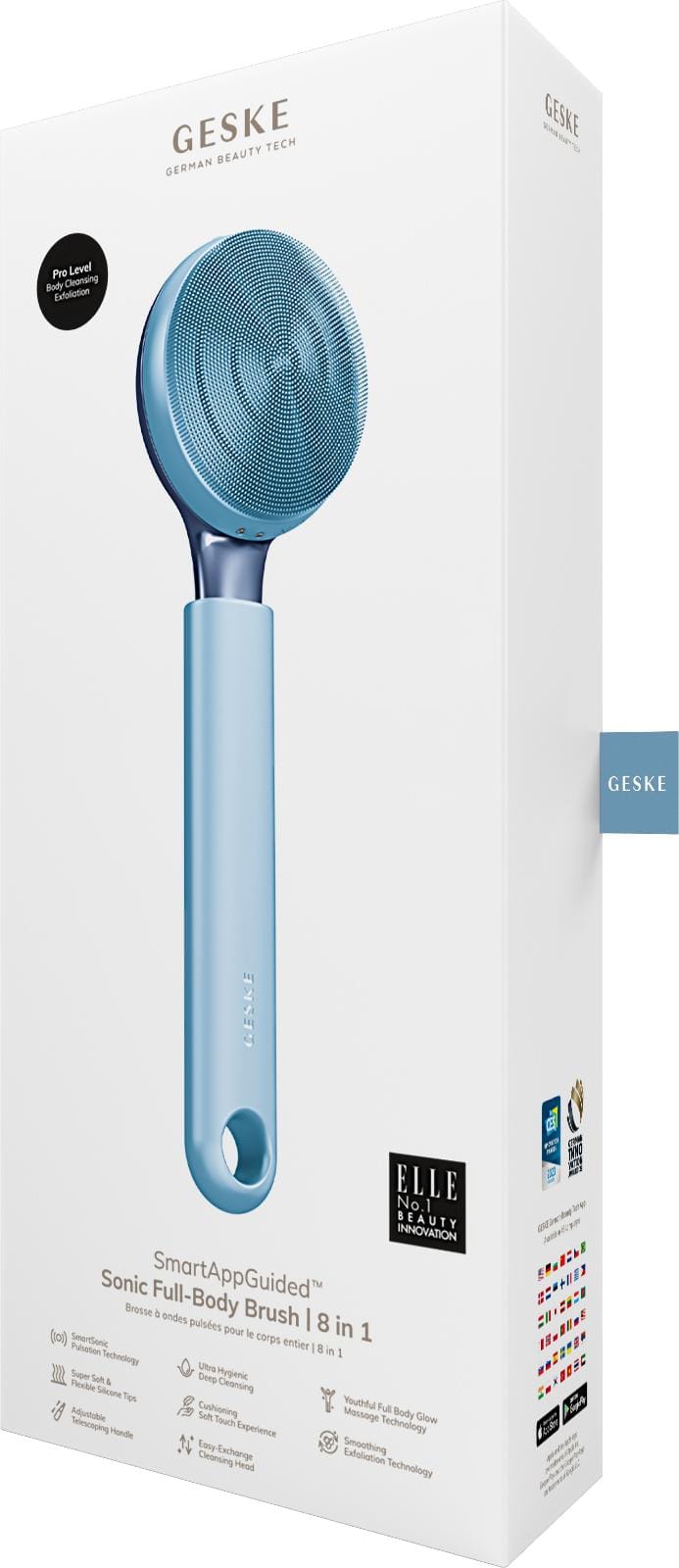 Фото товару: Ультразвукова щітка для всього тіла GESKE Sonic Full-Body Brush&Intensive Exfoliator 8в1 aquamarine № 7