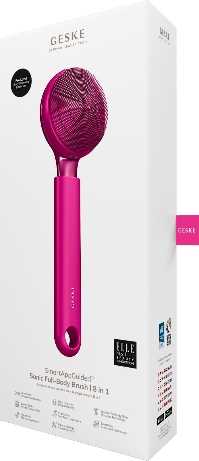 Фото товару: Ультразвукова щітка для всього тіла GESKE Sonic Full-Body Brush&Intensive Exfoliator 8в1 magenta № 7