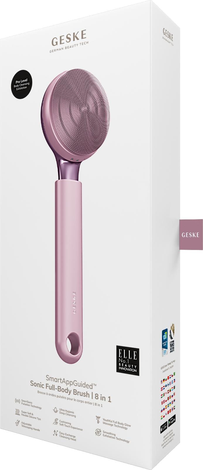 Фото товару: Ультразвукова щітка для всього тіла GESKE Sonic Full-Body Brush&Intensive Exfoliator 8в1 pink № 7