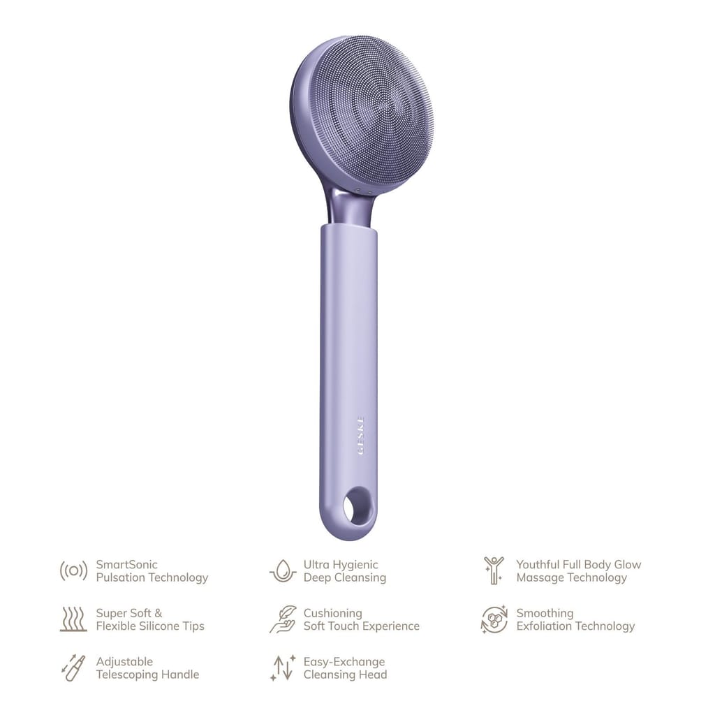Фото товару: Ультразвукова щітка для всього тіла GESKE Sonic Full-Body Brush&Intensive Exfoliator 8в1 purple № 1