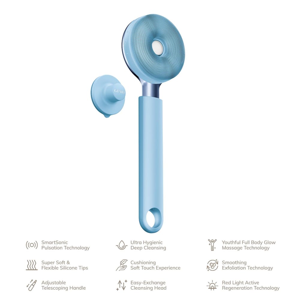 Фото товару: Звукова світлодіодна щітка для всього тіла GESKE Sonic LED Full-Body Brush&Intensive Exfoliator 9в1 aquamarine № 1