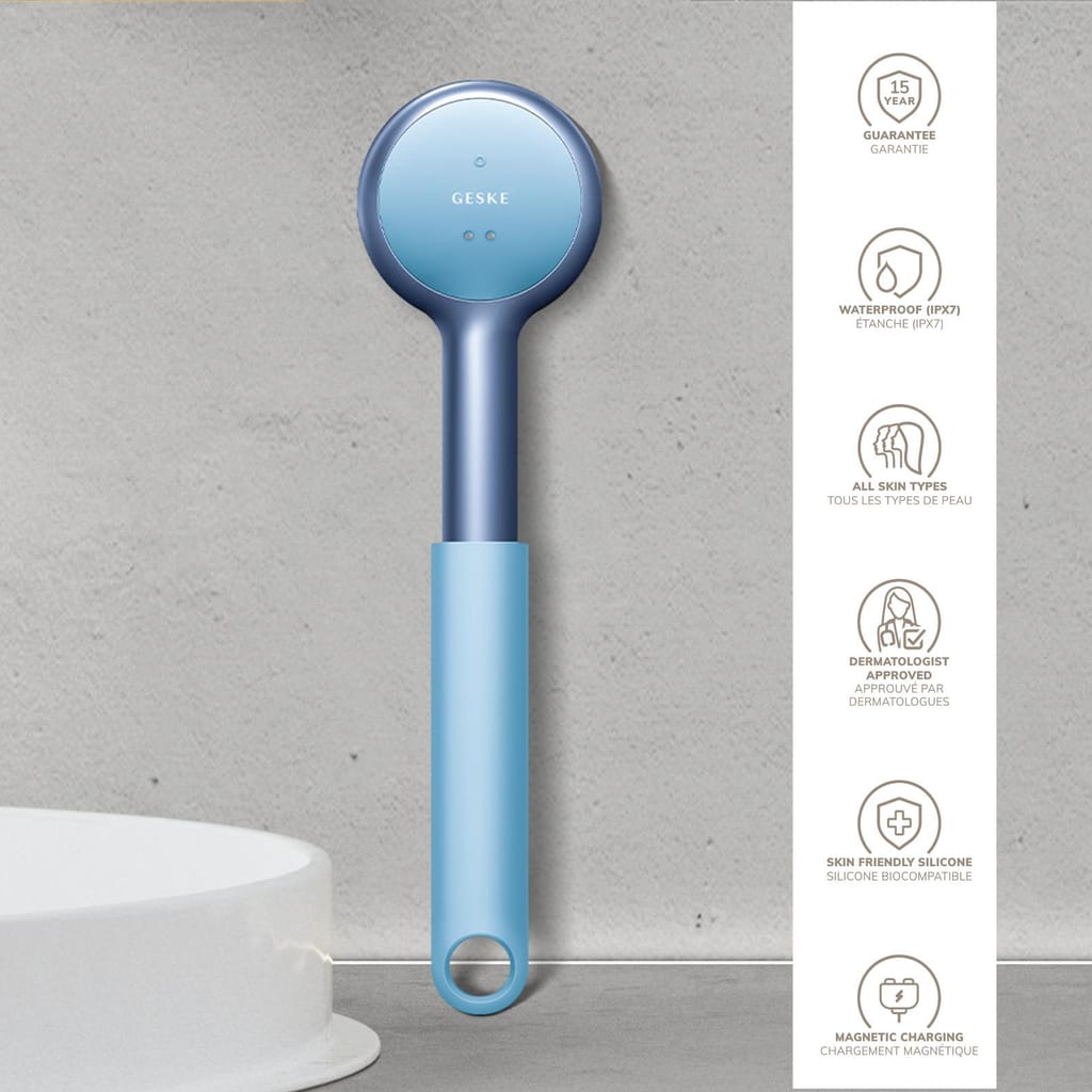 Фото товару: Звукова світлодіодна щітка для всього тіла GESKE Sonic LED Full-Body Brush&Intensive Exfoliator 9в1 aquamarine № 2