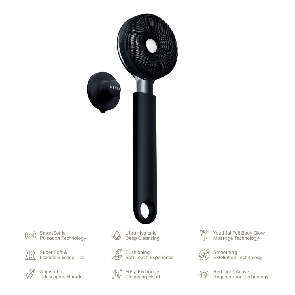 Фото товару: Звукова світлодіодна щітка для всього тіла GESKE Sonic LED Full-Body Brush&Intensive Exfoliator 9в1 black № 1