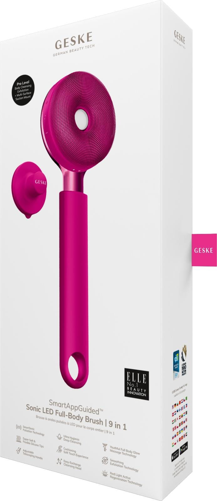 Фото товару: Звукова світлодіодна щітка для всього тіла GESKE Sonic LED Full-Body Brush&Intensive Exfoliator 9в1 magenta № 7