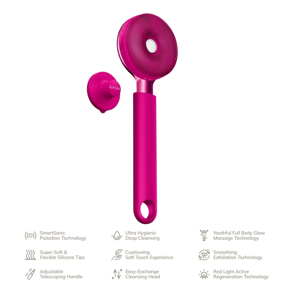 Фото товару: Звукова світлодіодна щітка для всього тіла GESKE Sonic LED Full-Body Brush&Intensive Exfoliator 9в1 magenta № 1