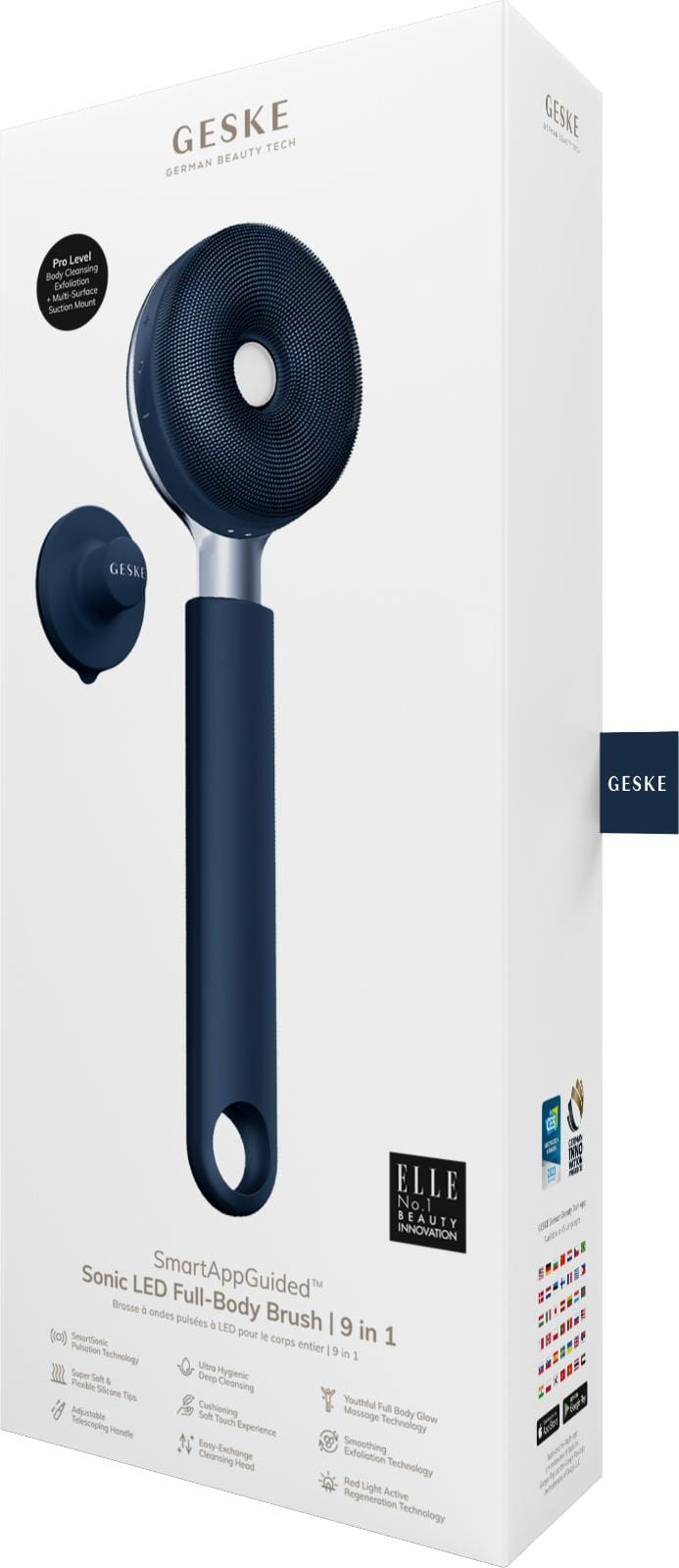 Фото товару: Звукова світлодіодна щітка для всього тіла GESKE Sonic LED Full-Body Brush&Intensive Exfoliator 9в1 midnight № 7