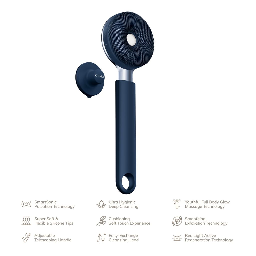 Фото товару: Звукова світлодіодна щітка для всього тіла GESKE Sonic LED Full-Body Brush&Intensive Exfoliator 9в1 midnight № 1