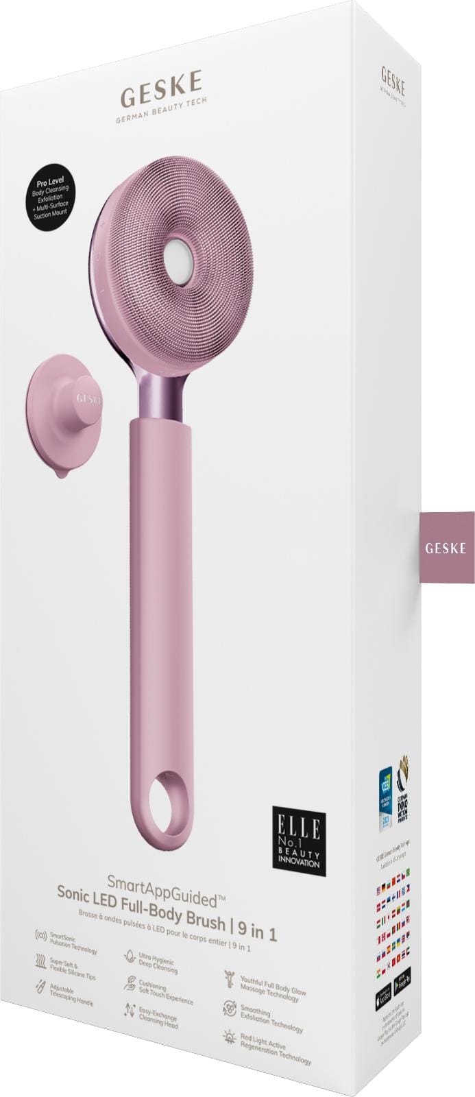 Фото товару: Звукова світлодіодна щітка для всього тіла GESKE Sonic LED Full-Body Brush&Intensive Exfoliator 9в1 pink № 7