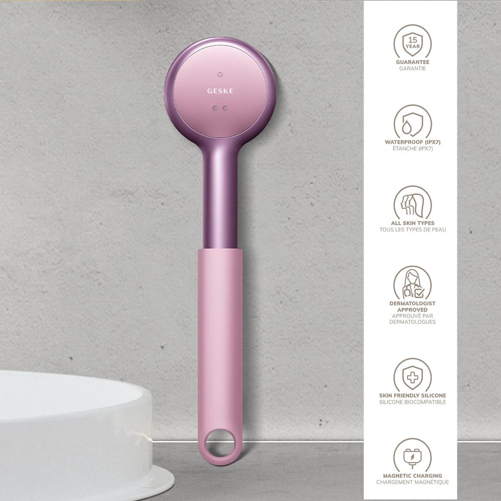 Фото товару: Звукова світлодіодна щітка для всього тіла GESKE Sonic LED Full-Body Brush&Intensive Exfoliator 9в1 pink № 2