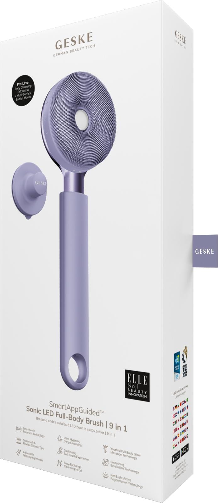 Фото товару: Звукова світлодіодна щітка для всього тіла GESKE Sonic LED Full-Body Brush&Intensive Exfoliator 9в1 purple № 7