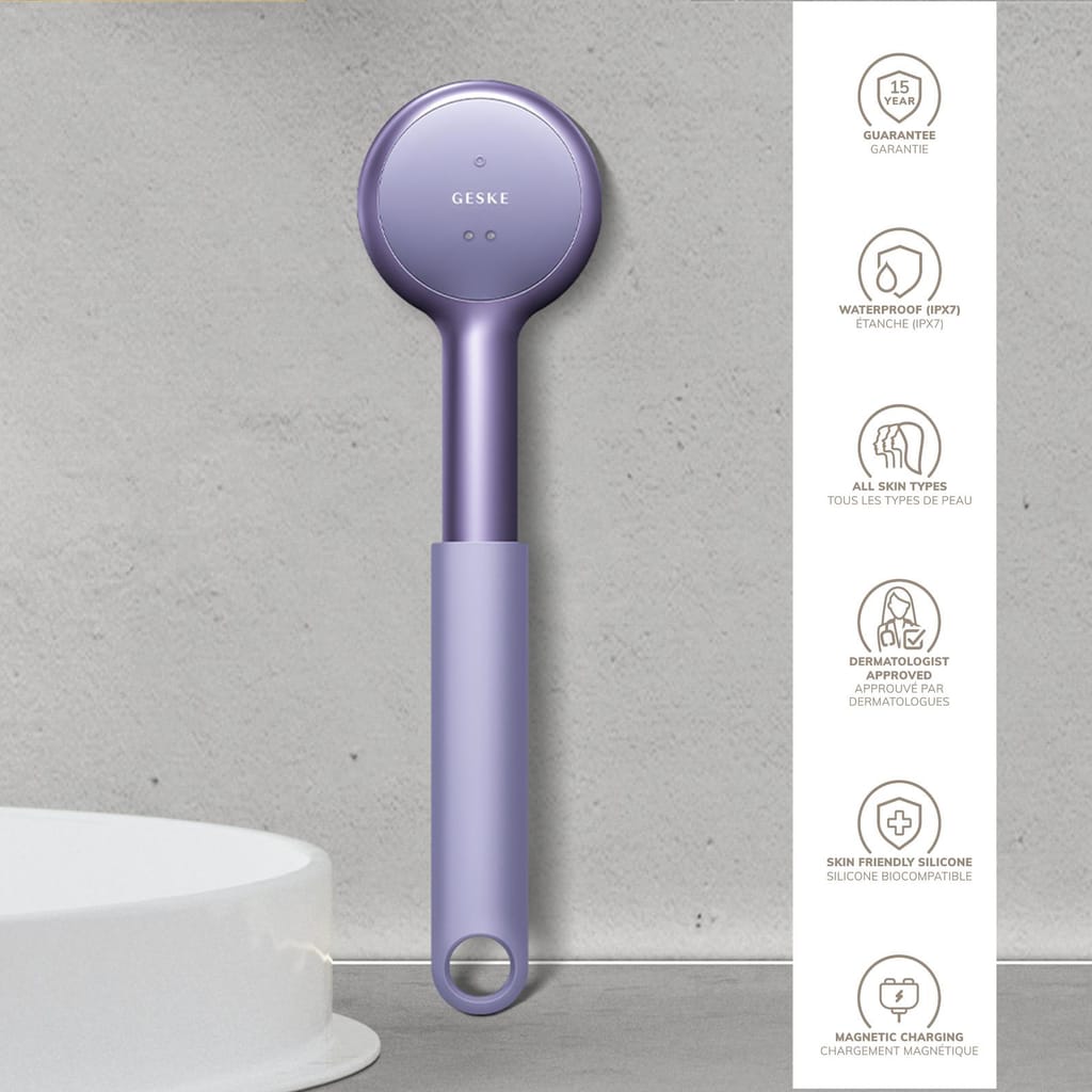 Фото товару: Звукова світлодіодна щітка для всього тіла GESKE Sonic LED Full-Body Brush&Intensive Exfoliator 9в1 purple № 2