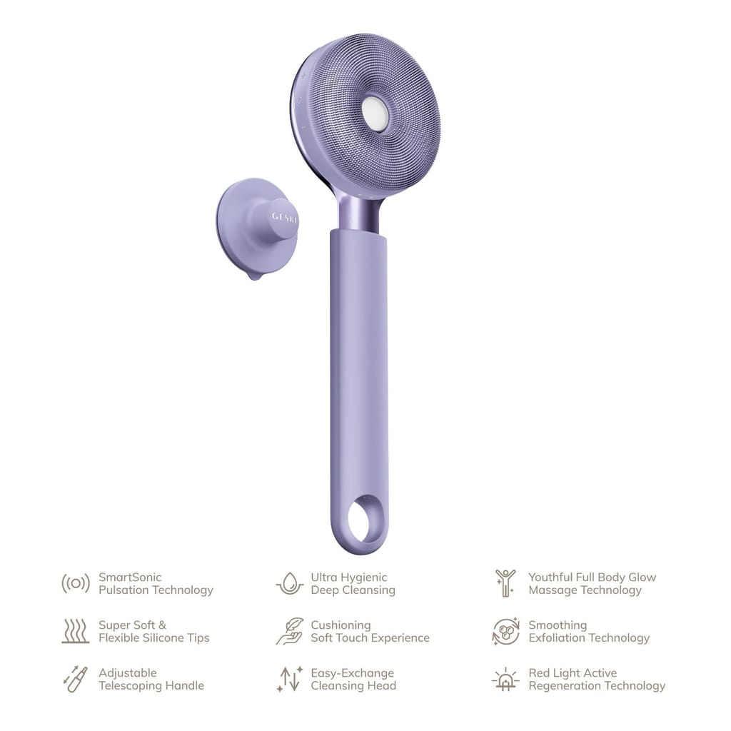 Фото товару: Звукова світлодіодна щітка для всього тіла GESKE Sonic LED Full-Body Brush&Intensive Exfoliator 9в1 purple № 1